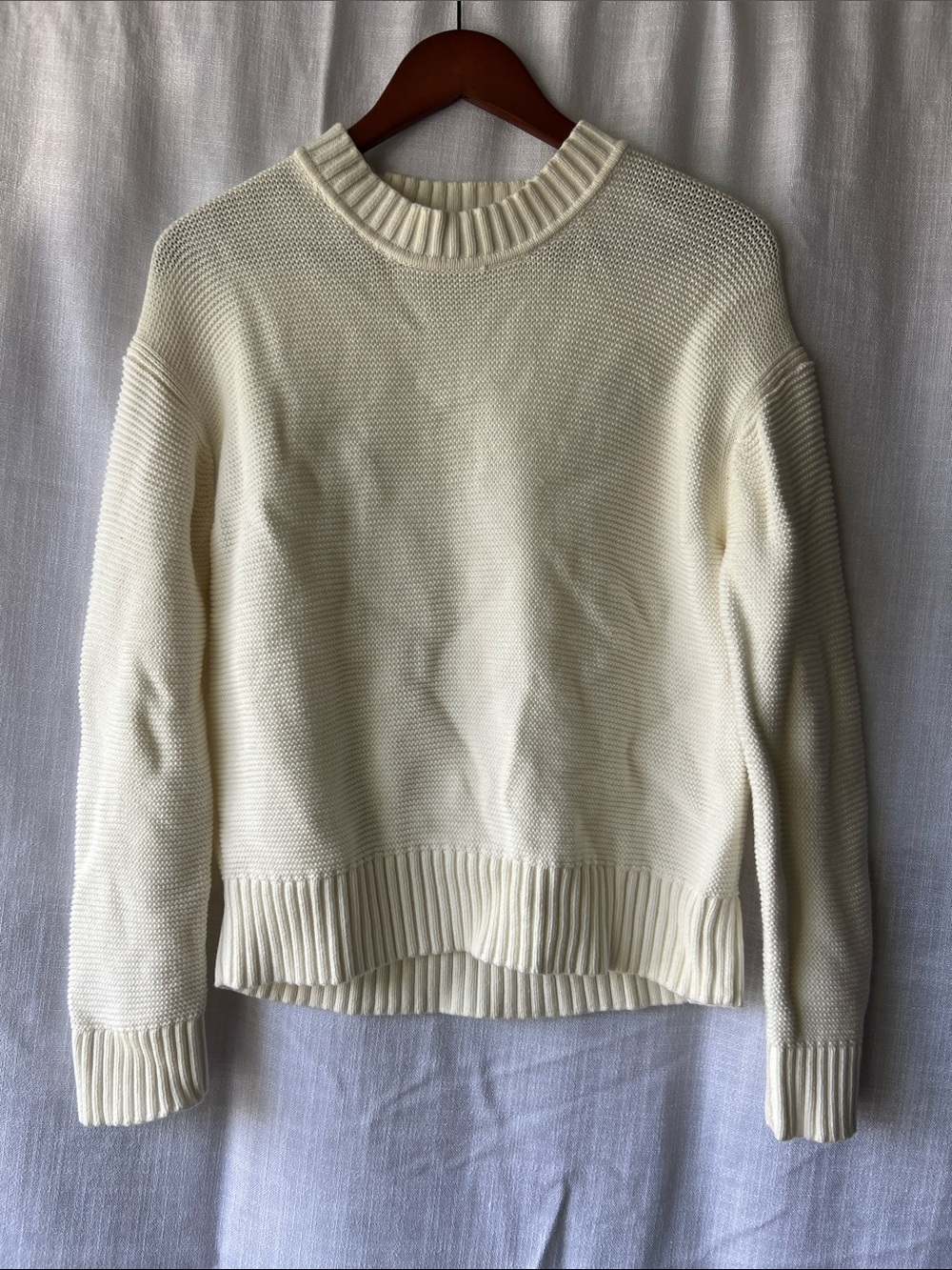Everlane Cream Crewneck Ribbed Pullover